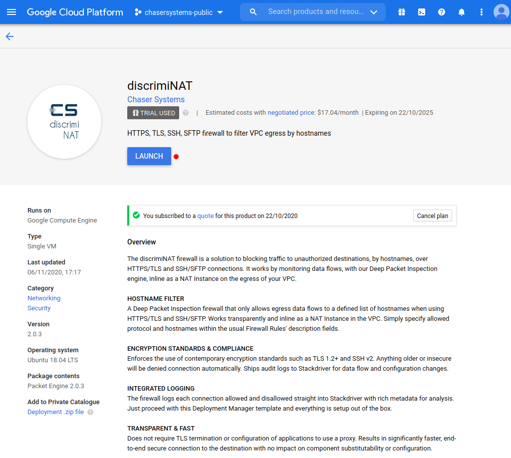 GCP Marketplace Launch