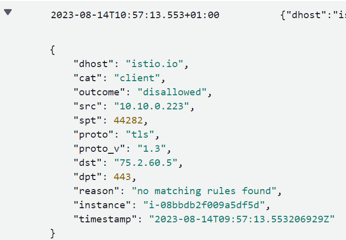 Istio wasn't allowed